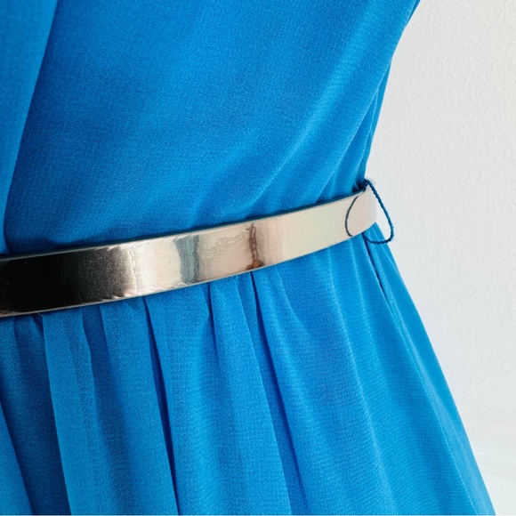 BeBe Blue Ombre Maxi Dress / Romper + Built In Shorts Maxi Sheer Deep V Neck - Picture 11 of 17